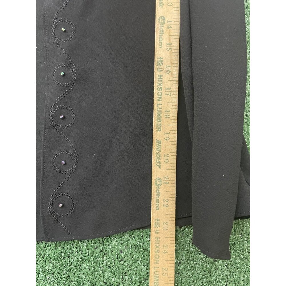 Danny & Nicole Cardigan Women Size 12 Blazer Sheer Open Front Rhinestoned Black - Picture 7 of 12